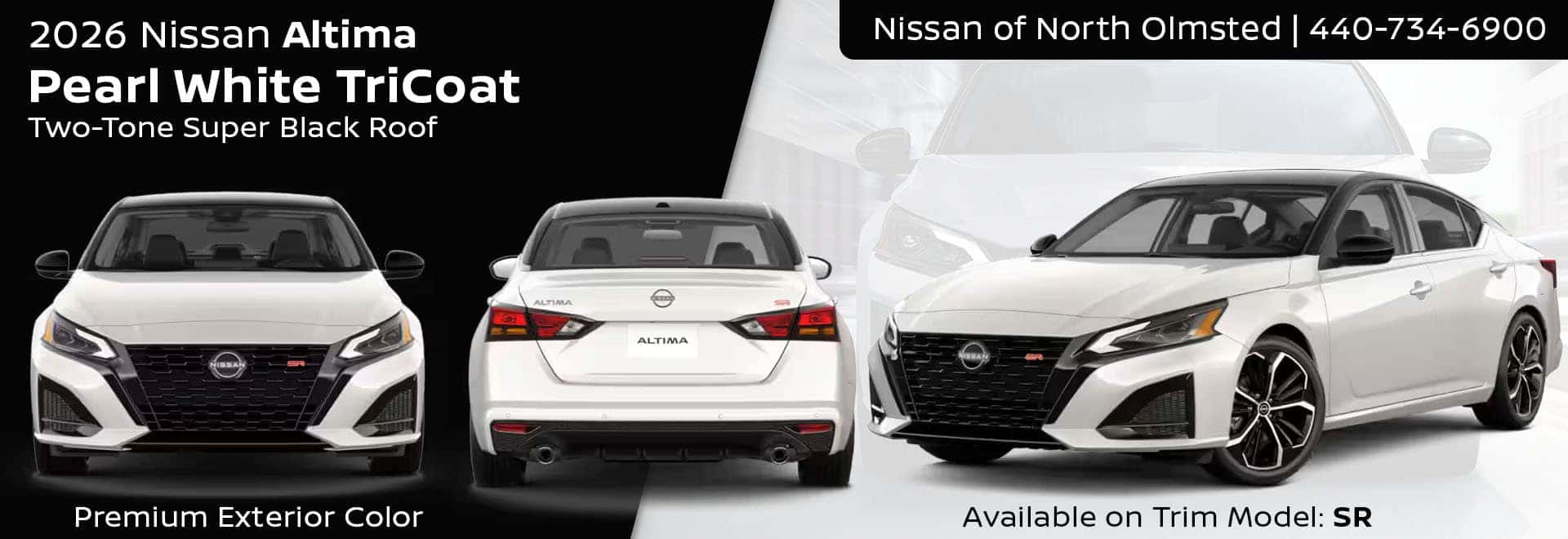 2026 Nissan Altima Two-Tone Pearl White TriCoat premium exterior color with black roof Cleveland, Ohio