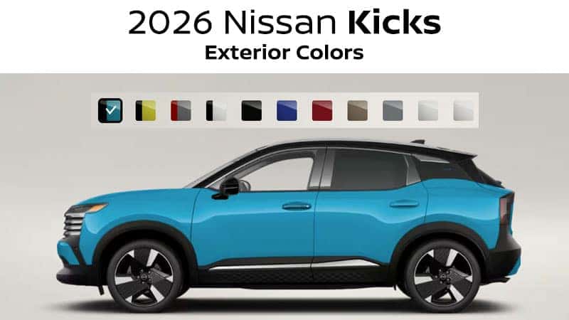 2026 Nissan Kicks color guide with exterior finishes near Cleveland, OH