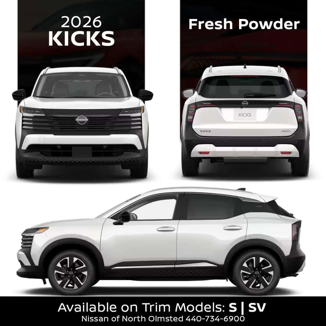 2026 Nissan Kicks Fresh Powder white exterior color in Cleveland Ohio