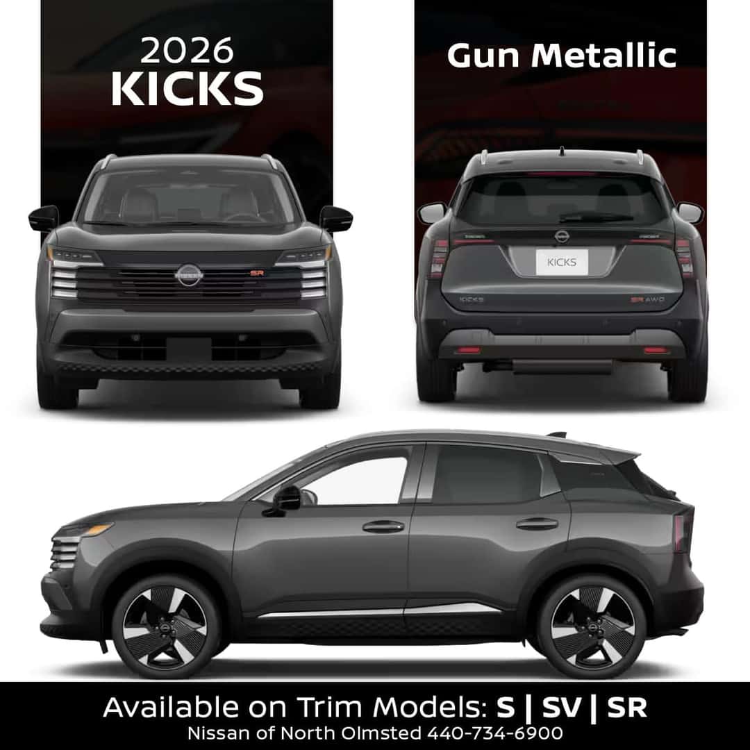 2026 Nissan Kicks Gun Metallic dark gray exterior color in Cleveland Ohio