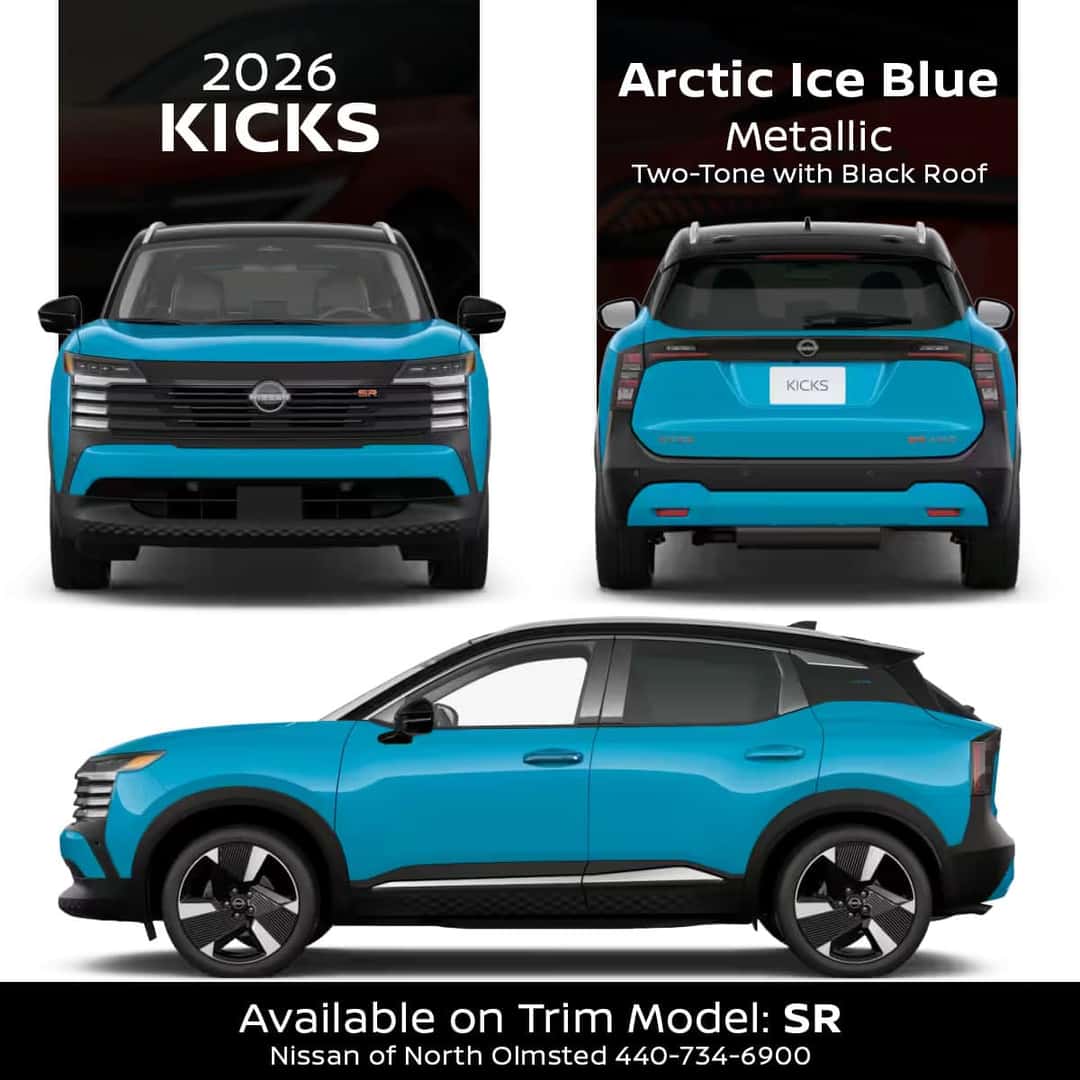 2026 Nissan Kicks Two-Tone Arctic Ice Blue Metallic exterior color in Cleveland Ohio