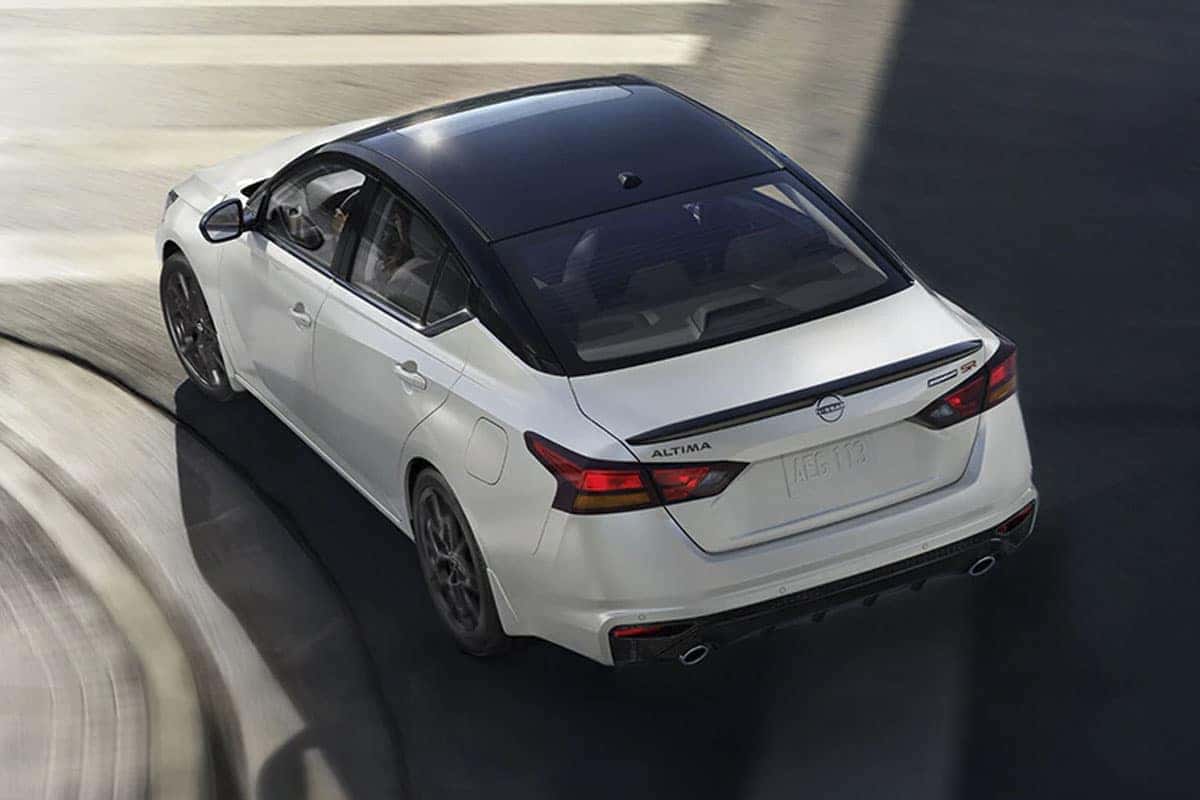 Close-up showing roof contrast detail on a 2026 Nissan Altima Two-Tone Pearl White TriCoat