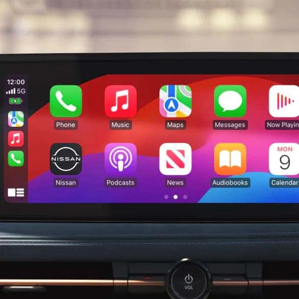 Apple CarPlay displayed on a Nissan infotainment touchscreen