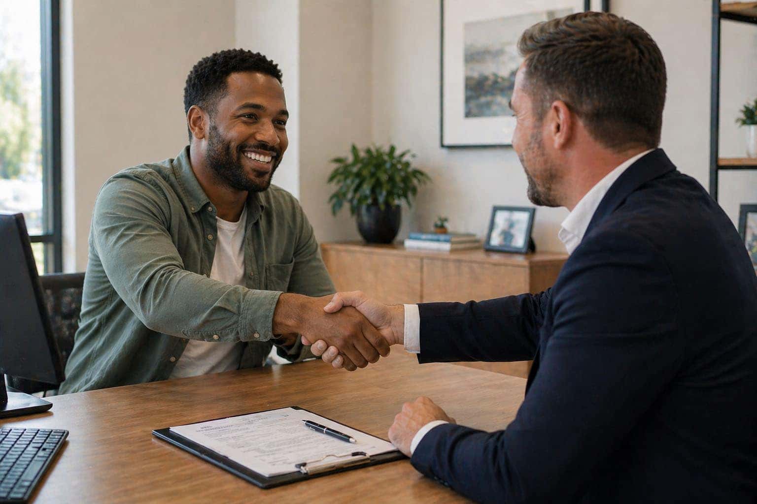 Happy customer getting approved for car loan in Cleveland, Ohio
