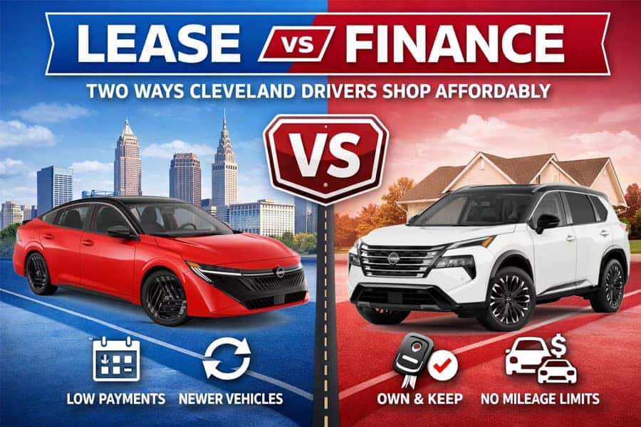 Lease versus finance Nissan comparison at Nissan of North Olmsted near Cleveland Ohio