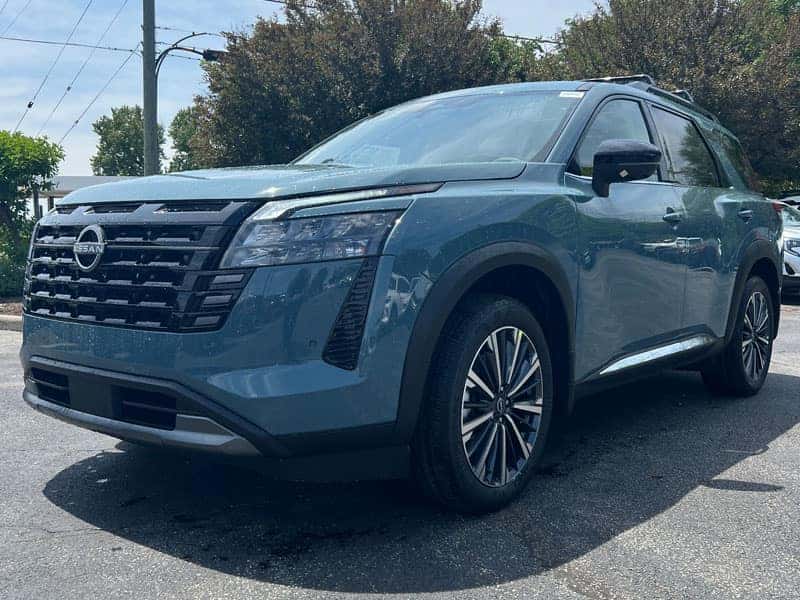 2026 Nissan Pathfinder Baltic Teal Pearl front angle Cleveland Ohio