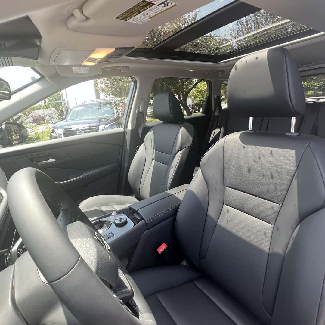2026 Nissan Rogue Dark Armor Edition leather interior with panoramic moonroof near Cleveland Ohio