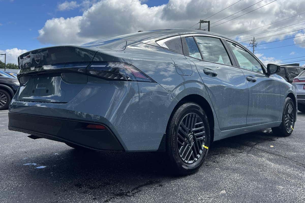 2027 Nissan Sentra Atlantic Gray Metallic exterior color passenger side view near Cleveland, Ohio