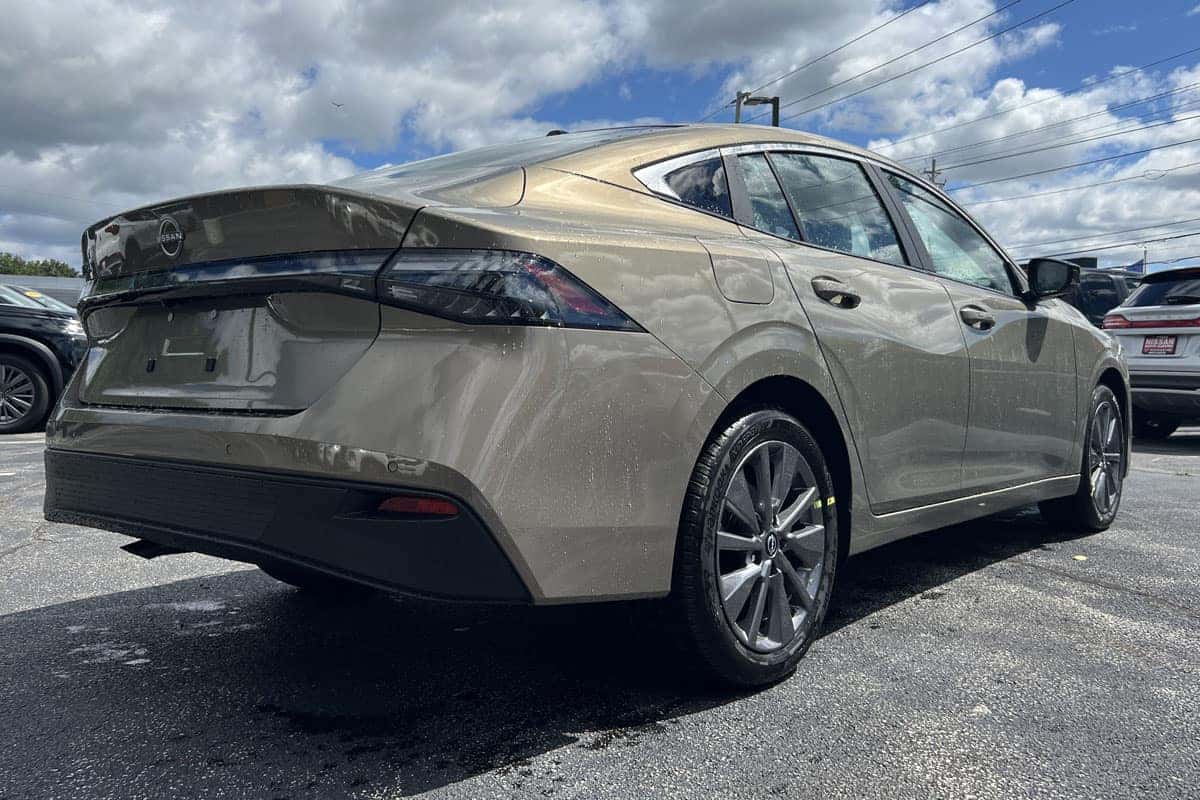 2027 Nissan Sentra Imperial Bronze rear three-quarter exterior view at Nissan of North Olmsted