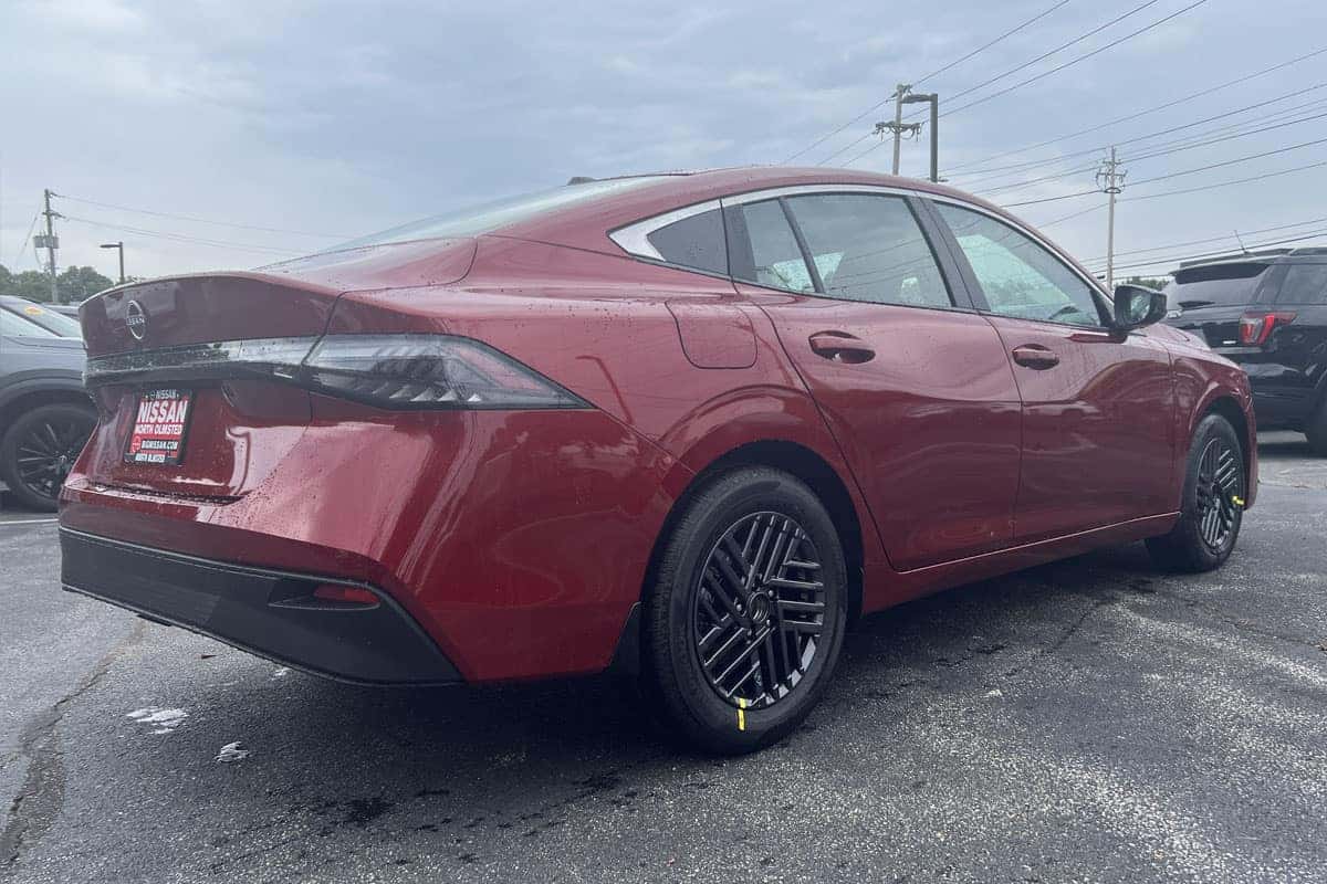 2027 Nissan Sentra Scarlet Ember Red rear three-quarter exterior view Cleveland, Ohio