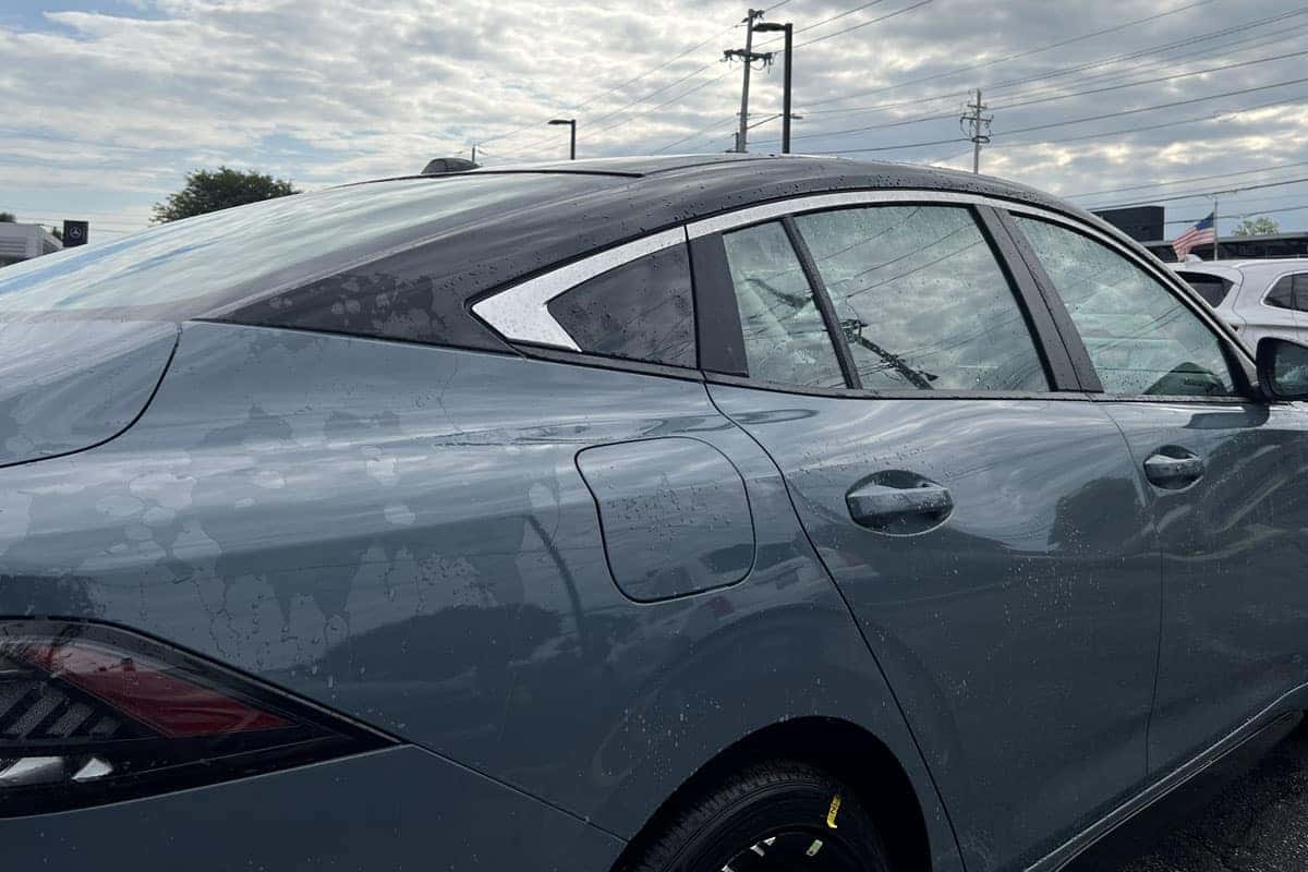 Close-up view of the 2027 Nissan Sentra Two-Tone Atlantic Gray Metallic with Black Roof exterior color near Cleveland, Ohio