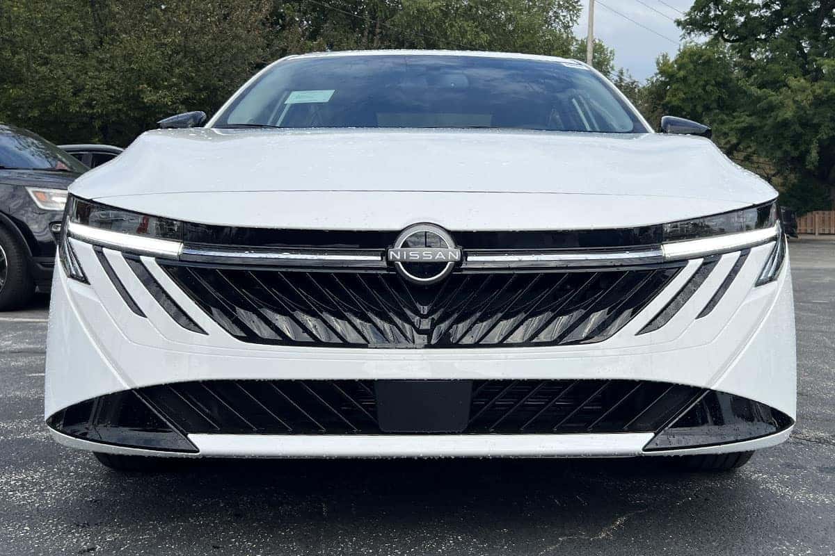 Front bumper view of the 2027 Nissan Sentra Fresh Powder exterior color near Cleveland, Ohio