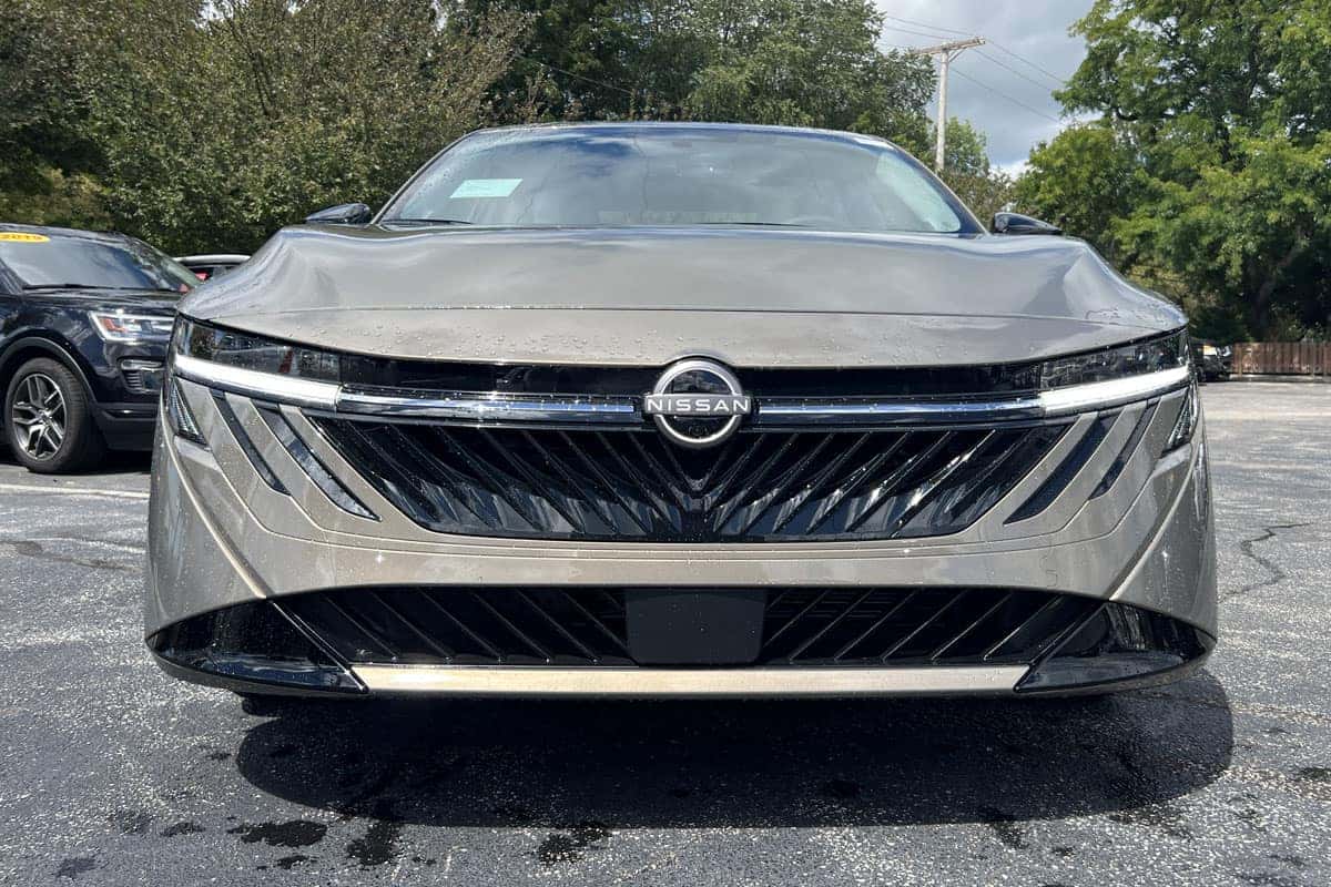 Front bumper view of the 2027 Nissan Sentra Imperial Bronze exterior color