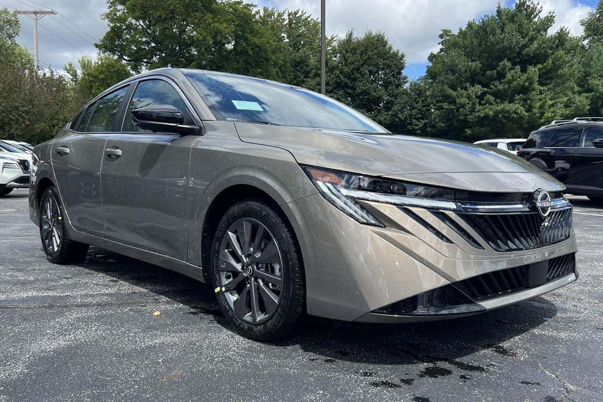 Front passenger side view of the 2027 Nissan Sentra Imperial Bronze exterior color near Cleveland, Ohio