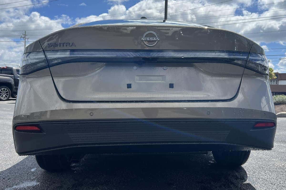 Rear bumper view of the 2027 Sentra in Imperial Bronze exterior color at Nissan of North Olmsted