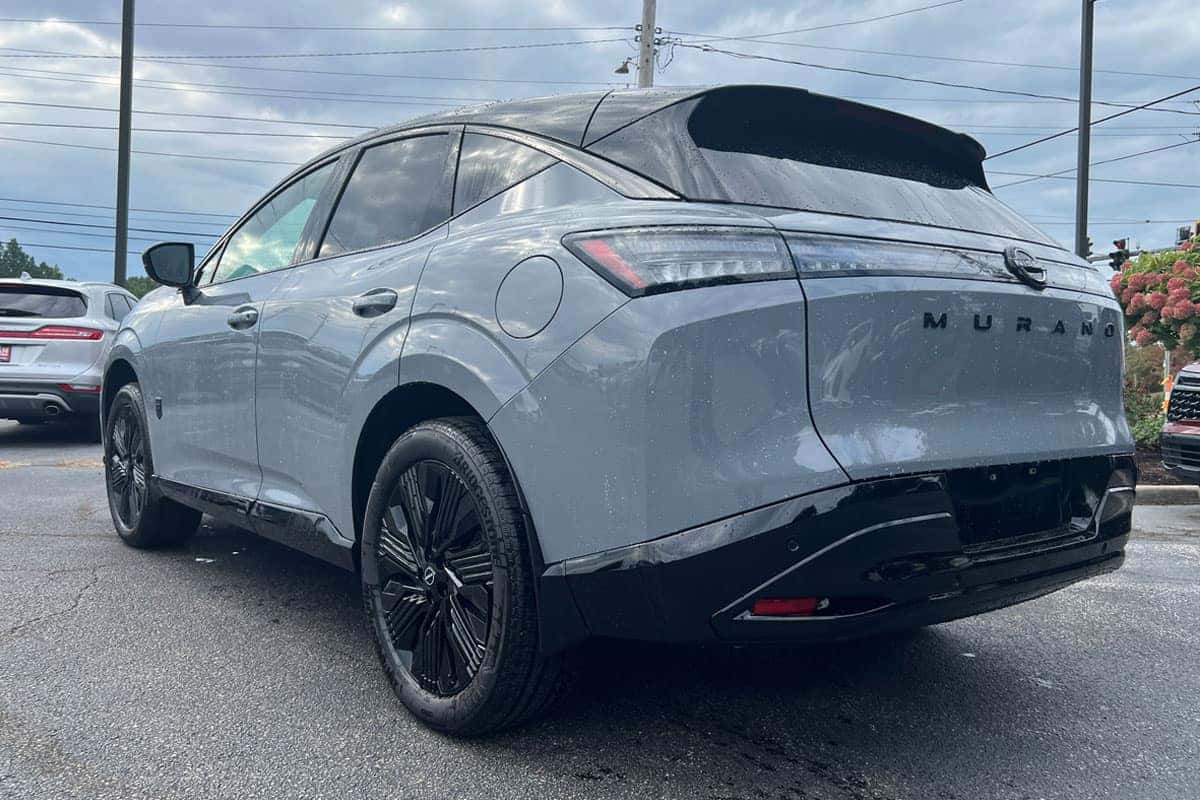 Rear driver-side view of the 2027 Nissan Murano in Two-Tone Boulder Gray near Cleveland, Ohio