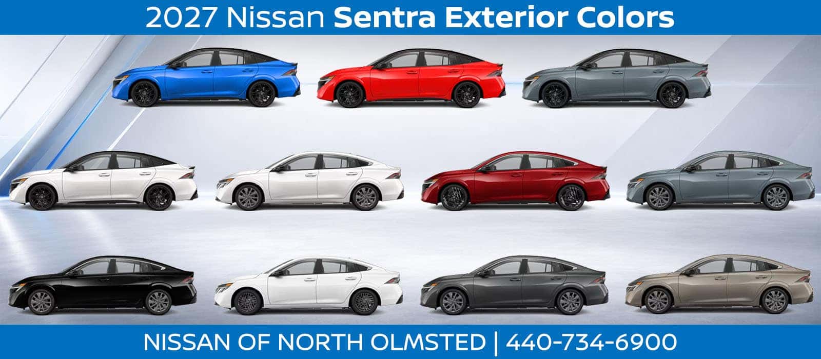 All available 2027 Nissan Sentra exterior colors near Cleveland Ohio