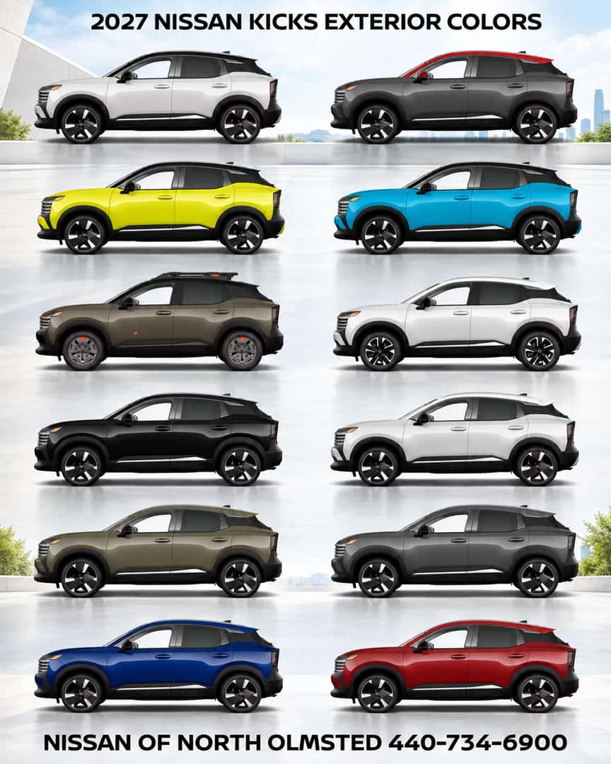 All available 2027 Nissan Kicks exterior colors near Cleveland, Ohio