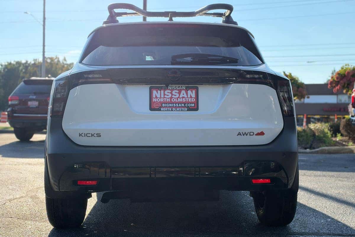 Rear view of the 2027 Nissan Kicks Rock Creek Edition near Cleveland, Ohio