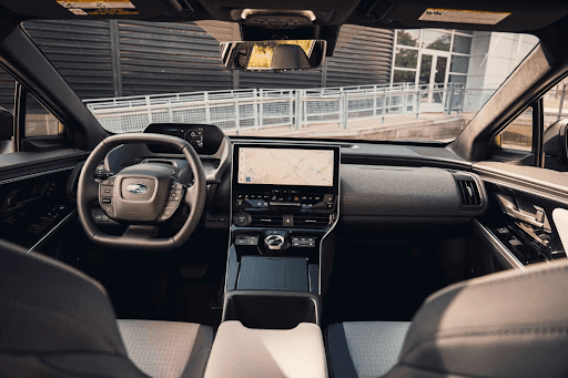 Showcasing the dashboard and technology of Subaru Solterra