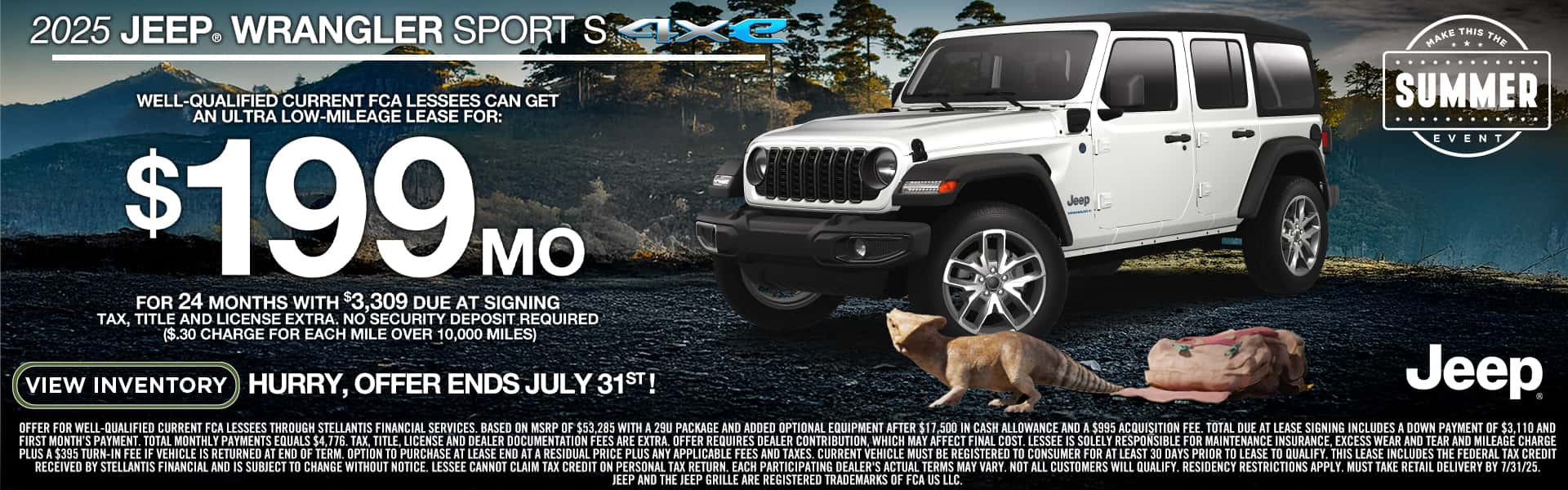 New Jeep Wrangler lease special