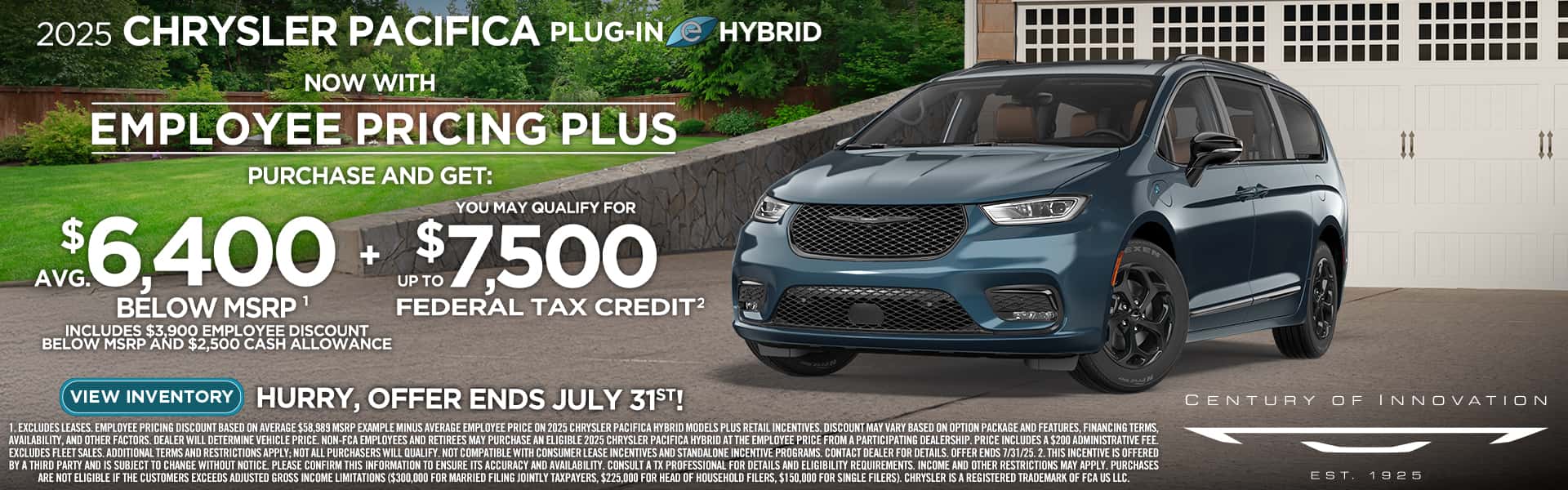 Chrysler Pacifica 7500 credit