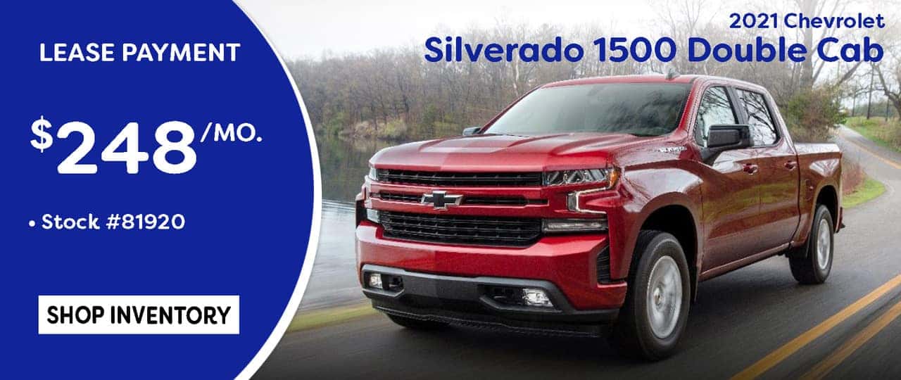 July 2021 Silverado Double Cab Lease Special $248/mo.*