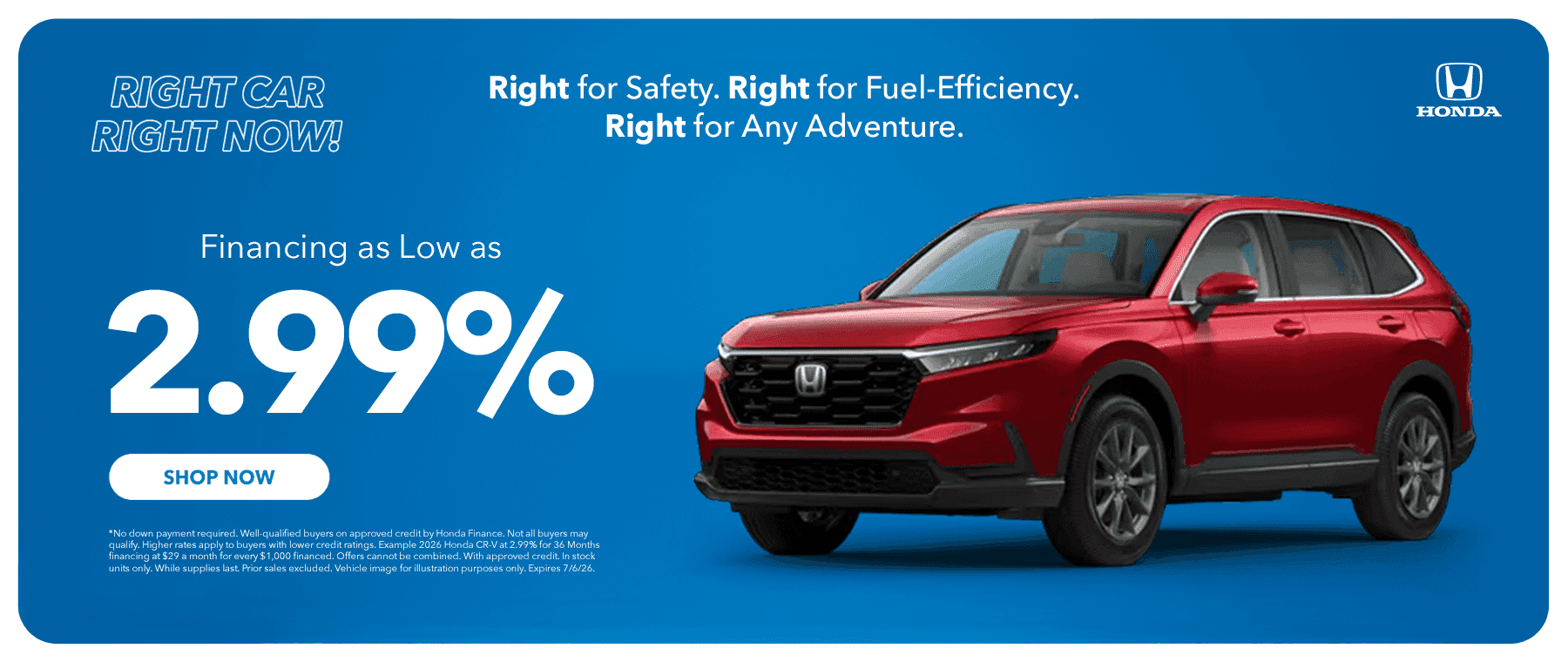Financing as low as 2.99%