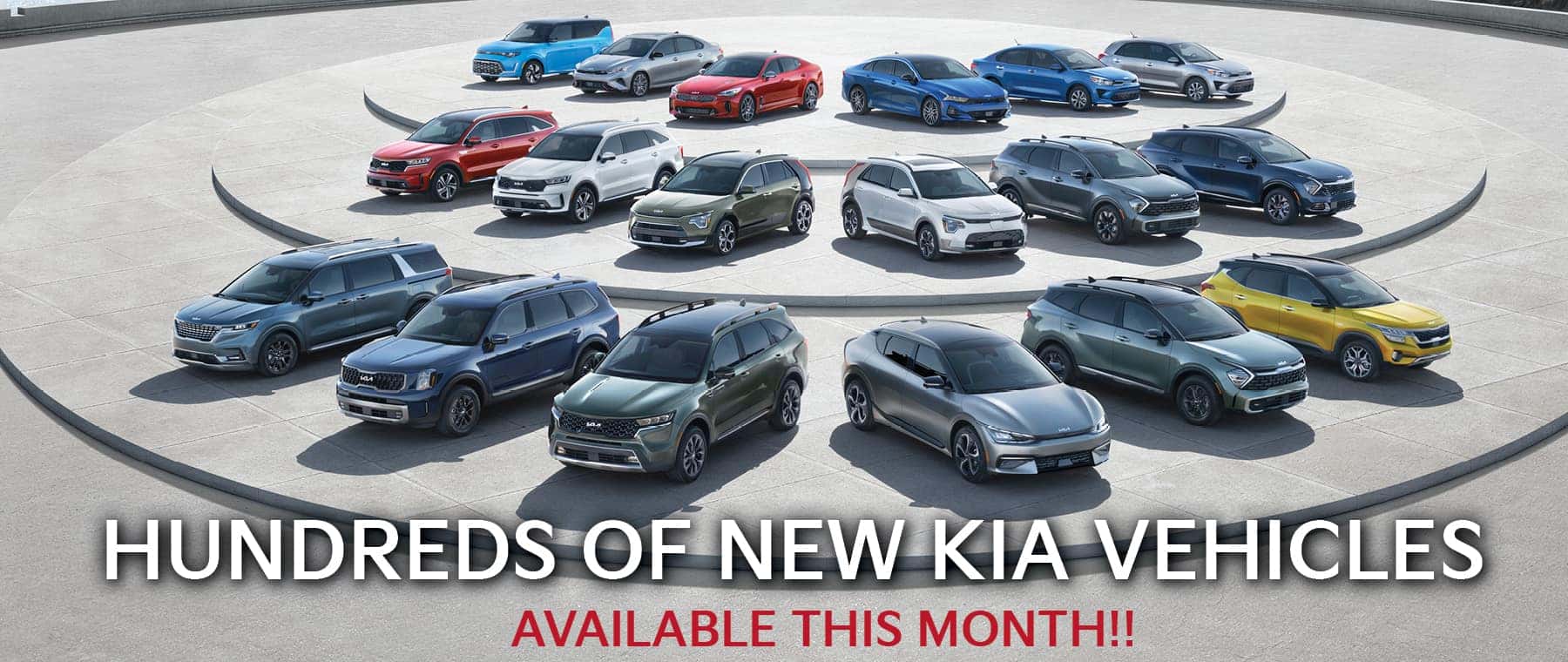 Hundred of new Kia Vehciles