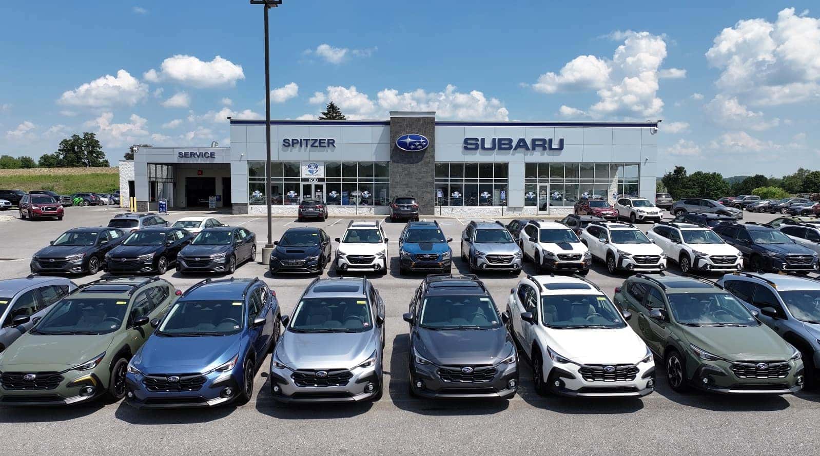 An exterior view of the Spitzer Subaru dealership