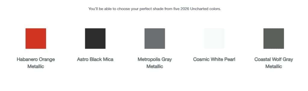 2026 Subaru Uncharted Exterior Colors
