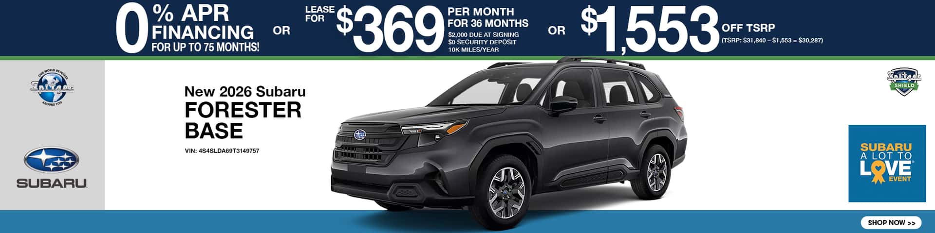 08.2026_Subaru Forester_Lease for $369 for 36 mo OR $1553 off tsrp