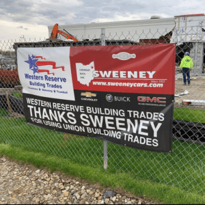 Western Reserve Building Trades Thank You Banner at Sweeney Buick GMC