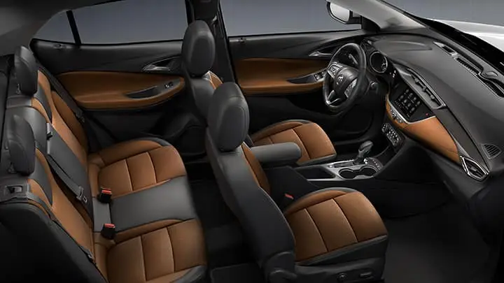 2021 Encore GX Essence (1SL) interior shown in Signet with available features. CGI asset