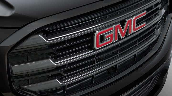 2021 GMC Terrain Elevation Edition; 3/4 Passenger side Front; Close-up of Grill/Grille Detail; Exterior