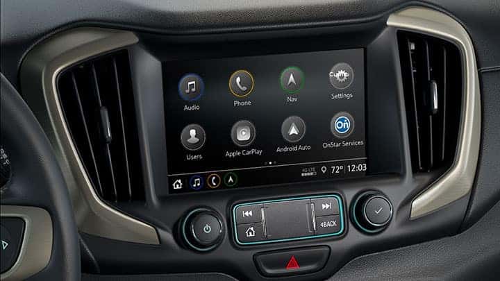 2021 GMC Terrain Denali 8-Inch Color Touch-Screen Audio System; Showing close-up of Infotainment Home Screen