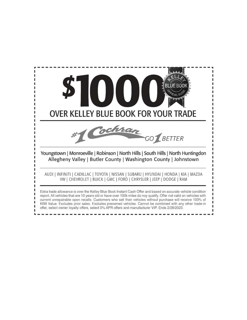 $1,000 over KBB for your trade