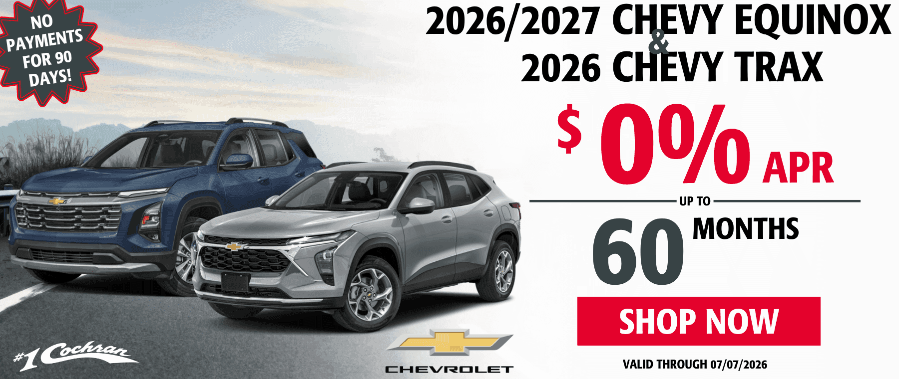 0% APR on Chevrolet Equinox and Trax