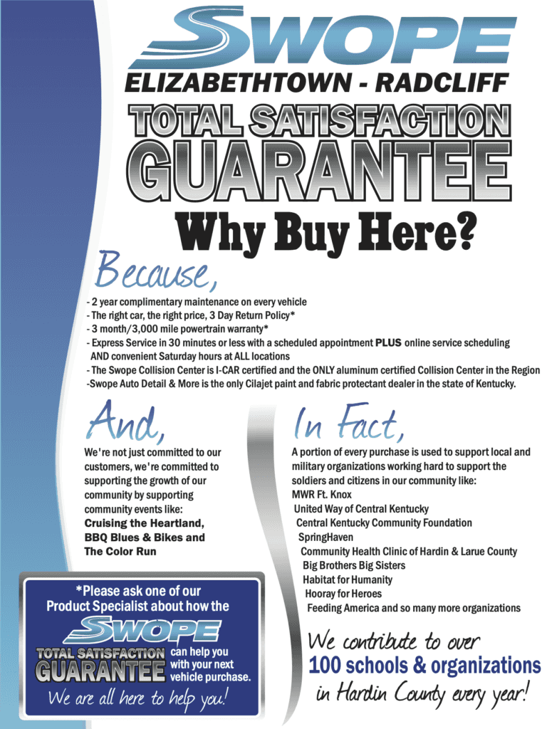 Swope total satisfaction guarantee flyer