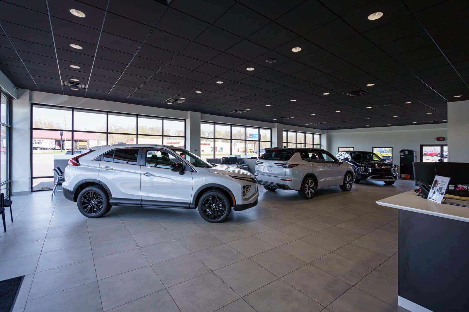 Mitsubishi vehicles inside the Swope Mitsubishi showroom in Radcliff
