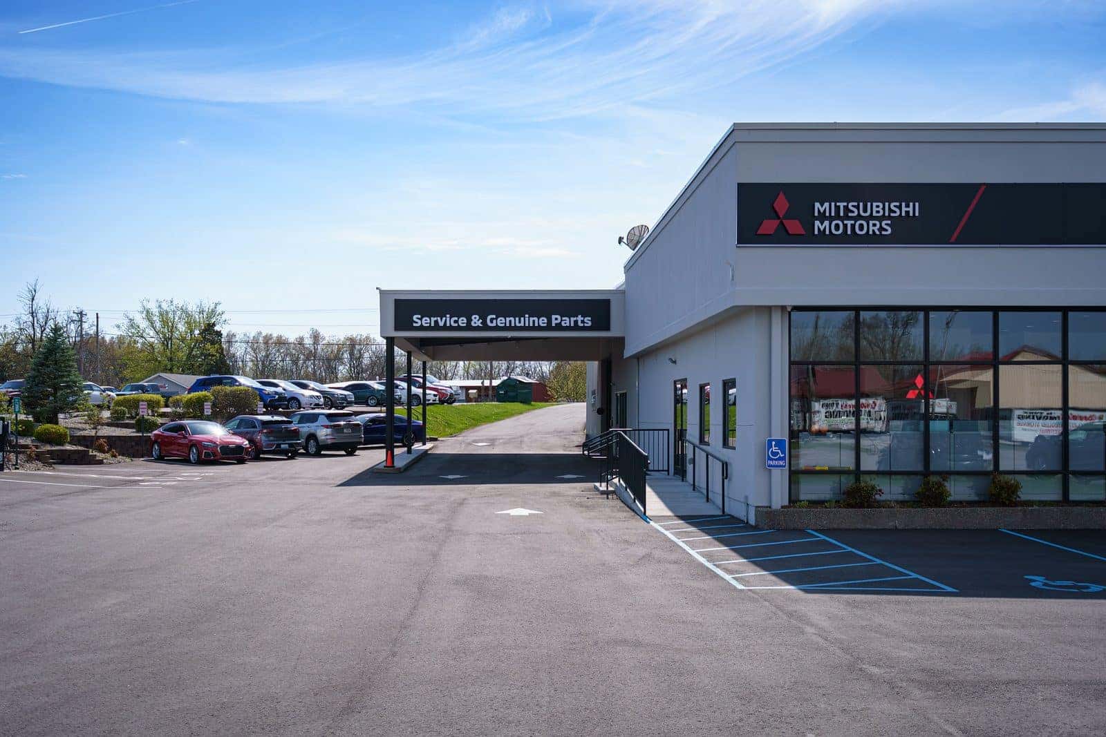 Service and Genuine Parts entrance at Swope Mitsubishi in Radcliff