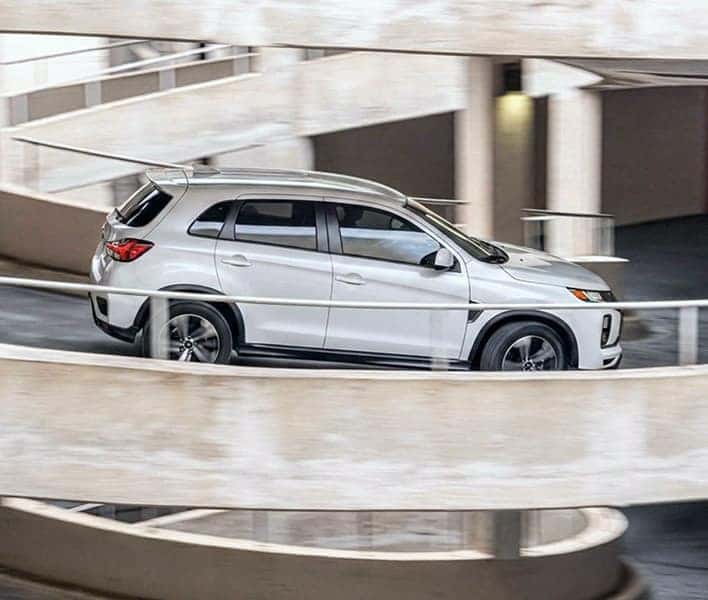 Mitsubishi Outlander Sport driving on a ramp