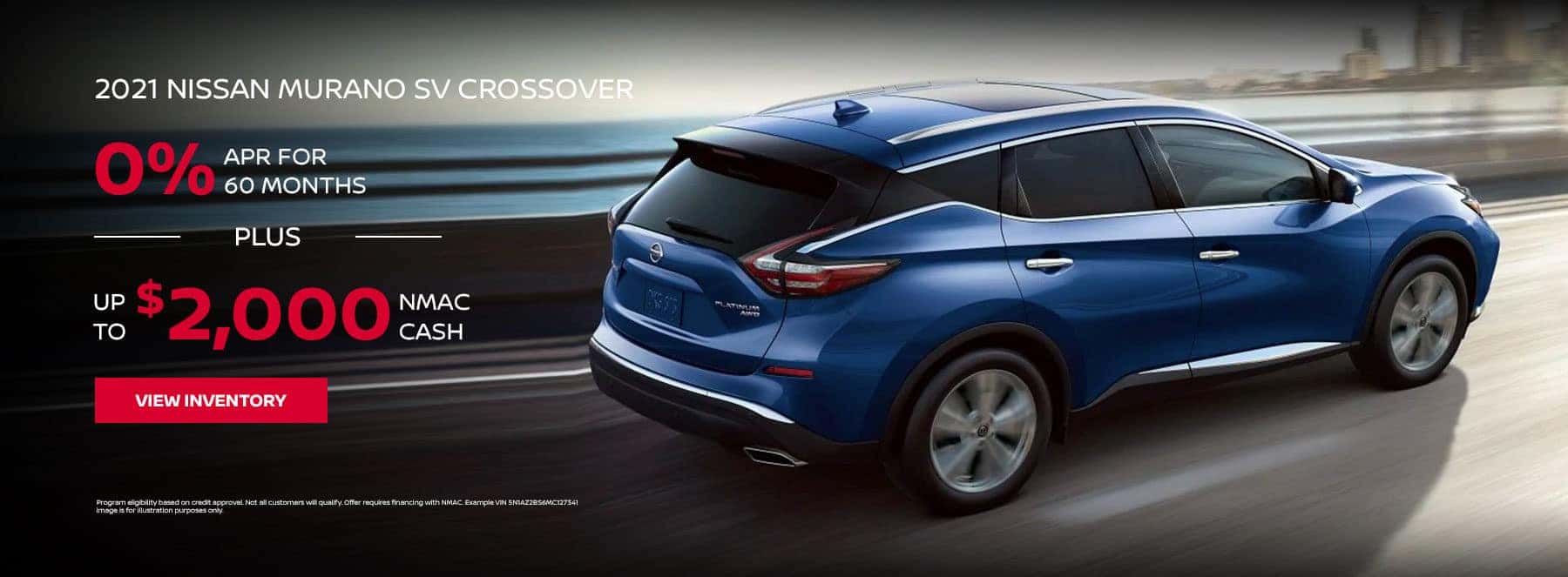 2021 NISSAN MURANO SV CROSSOVER, FINANCE FOR 0% APR For 60 Months + Up to $2,000 NMAC Cash