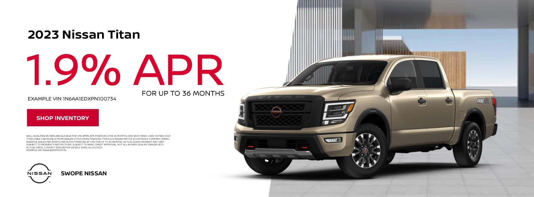 2023 Nissan Titan 0% APR for 36 months