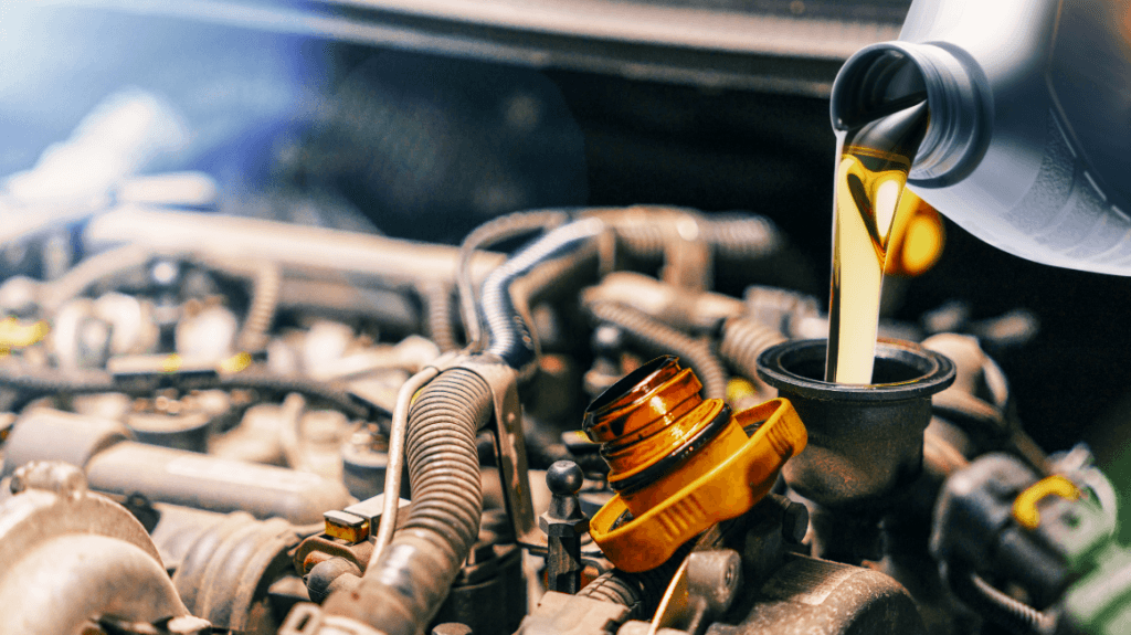 Clean engine oil being poured
