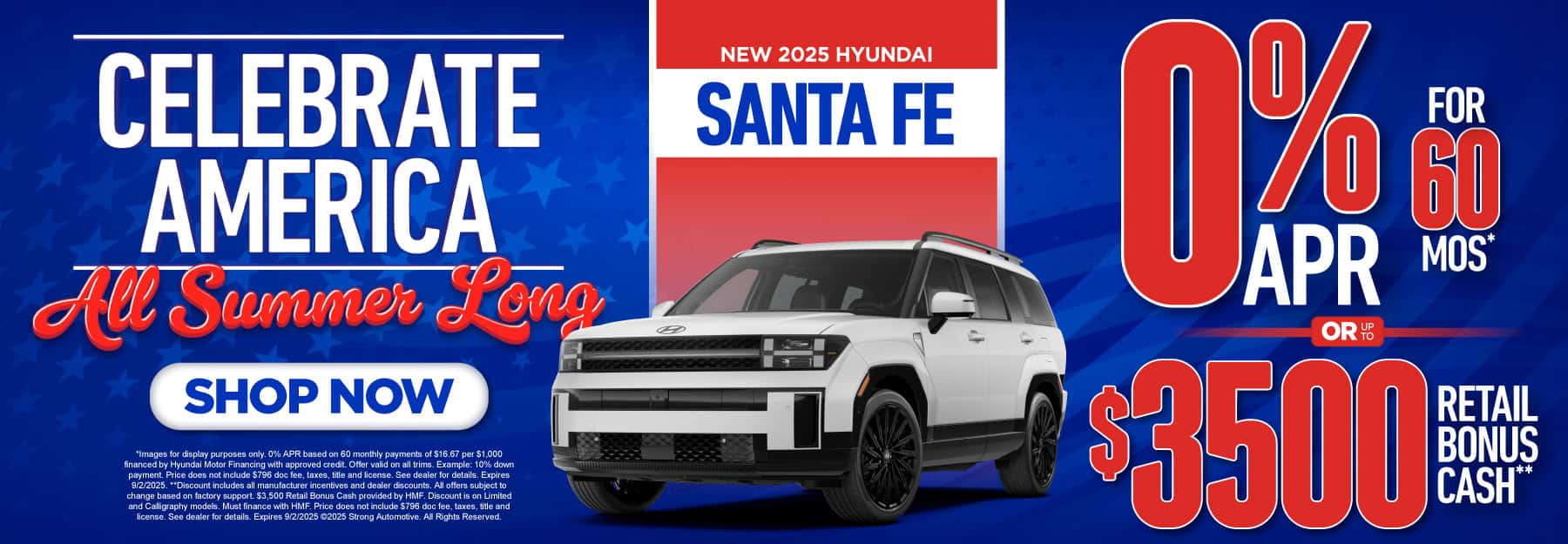 New 2025 Hyundai Santa Fe "0% APR for 60 months* OR Up to $3,500 Retail bonus Cash**"