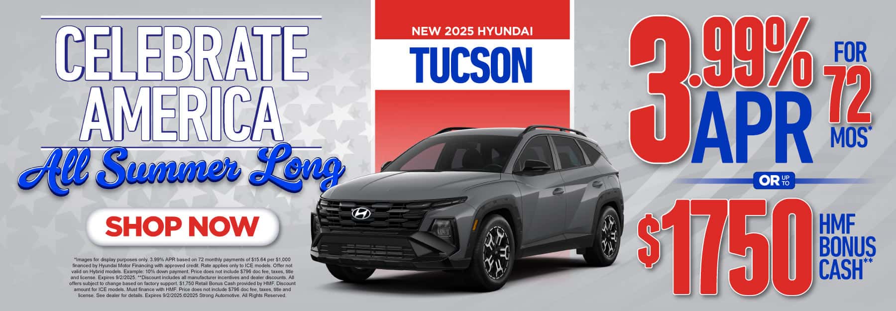 New 2025 Hyundai Tucson "3.99% APR for 72 months* OR Up to $1,750 HMF Bonus Cash**"