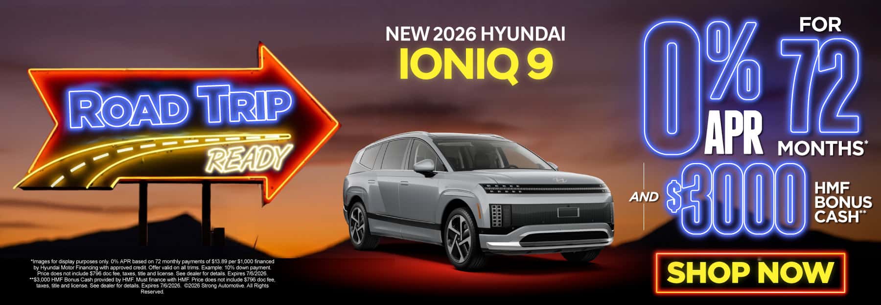 New 2026 Hyundai Ioniq 9 "0% APR for 72 months* AND $3,000 HMF Bonus Cash**"