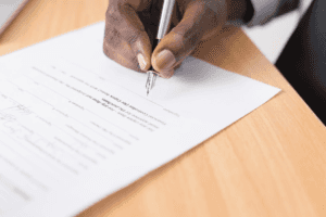 Signing lease paperwork