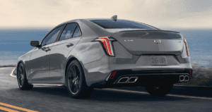 Grey 2026 Cadillac CT4-V on the road